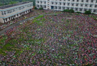 恐怖的密集：逾万共享单车塞爆校园