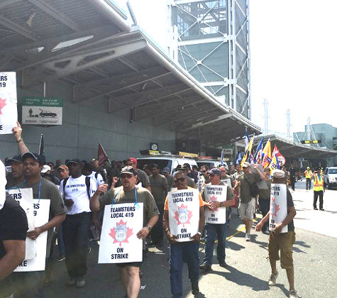 Teamsters workers on strike at Toronto Pearson Airport