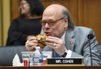 美国众议员带KFC炸鸡出席听证会 吃相引人注目