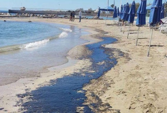 雅典南海岸遭受泄漏燃油污染 污染带长约3公里