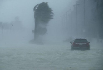 飓风厄玛袭佛州 强风暴雨中两车对撞