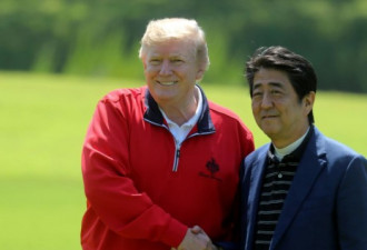 贸易谈判 特朗普与安倍进行高尔夫和相扑外交