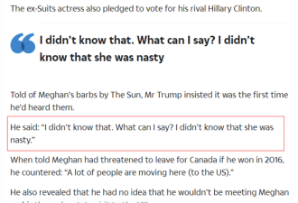 访英在即，特朗普竟称梅根王妃很“令人厌恶”