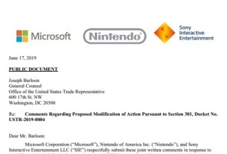 微软任天堂索尼联名发声：反对美征收25%关税