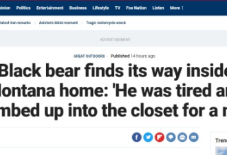 黑熊入侵民宅：在衣柜里&quot;打盹&quot; 还从里边反锁