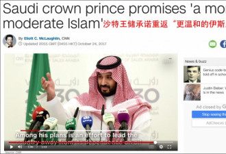 沙特王储:将废除极端主义 重返更温和伊斯兰