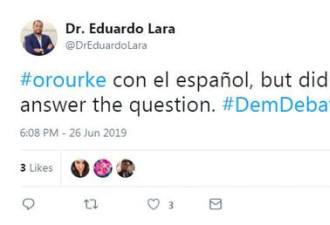 美国民主党初选辩论 突然说西班牙语吓到其他人