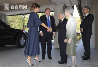 特朗普见日本天皇夫妇 身高1米9的他鞠躬了吗？