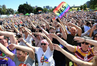 澳洲同性婚姻公投超6成支持 数万同性情侣庆祝