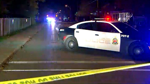 Hamilton police are seen responding to reports of a shooting in the east end. 