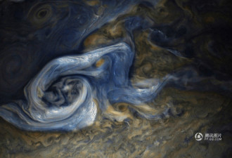 NASA公布木星图片 蓝色风暴宛如油画般壮美