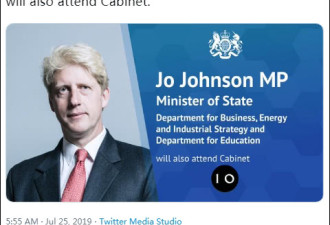 出任英国首相第一天 约翰逊就让弟弟加入内阁