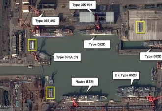 外国卫星曝中国船厂同时造12艘军舰 5艘气垫船