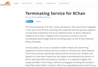 8chan网站成大屠杀枪手传声筒 创始人建议关闭