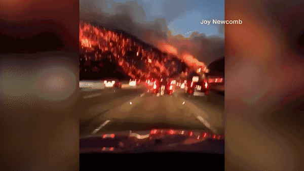 震撼画面！洛杉矶山火，司机行车仿若穿过地狱