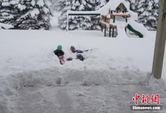 美国小镇1.5米暴雪创纪录 开车出门全靠挖
