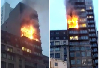 英国曼彻斯特高楼突发大火！12消防车救