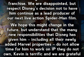 迪士尼和索尼闹&quot;分手&quot; 蜘蛛侠新作漫威被踢出局