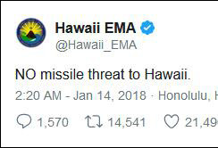 夏威夷民众收到“导弹来袭”警报…