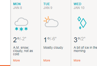 多伦多极寒警报解除 但降雪恐影响明天上班通勤