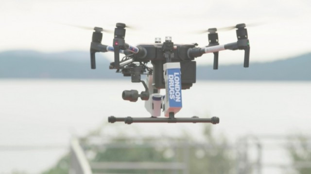 “London Drugs tests pharmaceutical delivery with drone over Pacific”的图片搜索结果