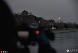 这是“超级蓝血月”夜的故宫现场画面