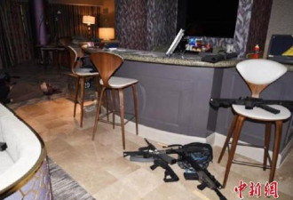 警方公布赌城枪击案现场照片 酒店内满是枪支