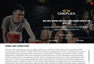 本周五Cineplex所有电影半价看，享50倍积分！