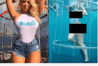 女星拍广告需与鲨鱼互动，结果被咬一口