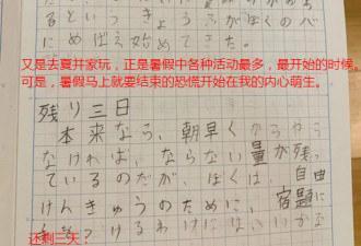 日本学生强迫自己最后一天写作业 日记曝光