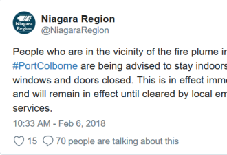 尼亚加拉一家工厂大火 浓烟滚滚几公里外可见
