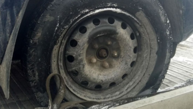 Slashed tire