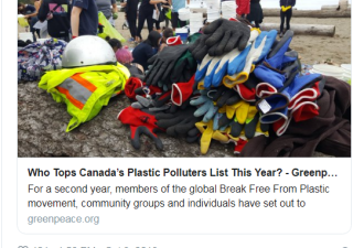 Tim Hortons连续两年成为加拿大最大塑料污染源