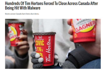 加拿大全境数百家Tim Hortons分店被迫关闭！
