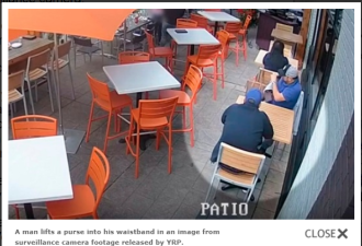 视频：万锦窃贼太猖狂 餐馆里直接伸手偷钱包