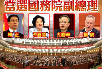 4位当选副总理 胡春华得票最多刘鹤最少