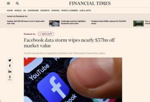 Facebook一夜间市值蒸发近370亿美元