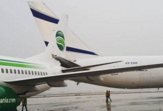 两架客机在以色列机场发生尾翼相撞 受损严重