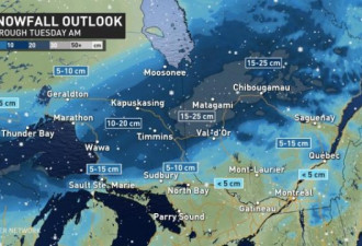 约克区这一块明天15厘米降雪 多伦多气温急降！