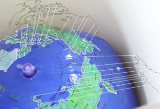 把地图贴在篮球上能做成地球仪吗？