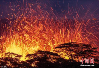 夏威夷火山喷发火山灰云 政府发布红色警戒