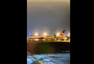 视频曝光：多伦多机场加航波音777踫撞空客