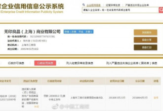 无印良品因商品标注原产国台湾被罚20万