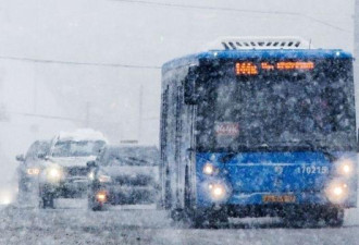 俄罗斯公交车窗坏了照样开 乘客被雪覆盖