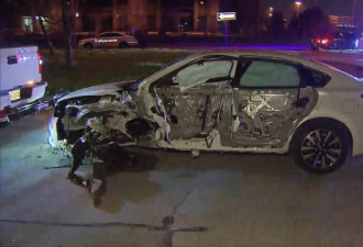 多市西区车祸 司机失控撞电杆后逃逸