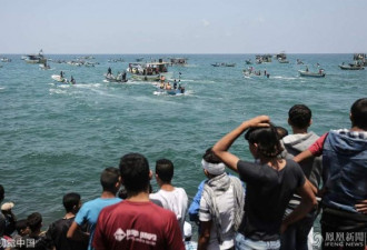 为打破封锁，巴勒斯坦人驾快艇突围军舰
