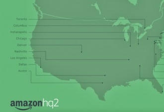 Amazon北美第二总部候选城市多伦多排第二！