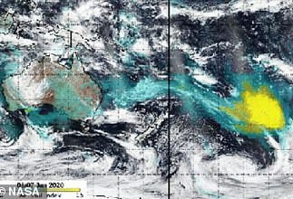 卫星图：澳洲烟雾已接近绕地球一周返回澳洲