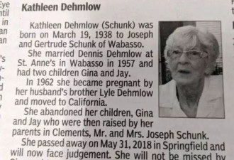 美国大叔发讣告："我妈死了, 死得好" 网络炸锅