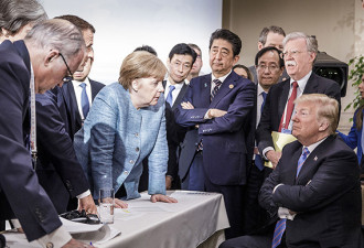 三图看G7上的川普:遭人围堵 迟到被瞪